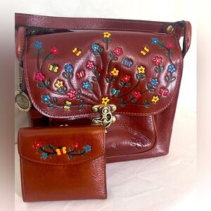 ☝️ Patricia Nash SET NWOT Butterfly Tooling Saddle Style Crossbody And Wallet